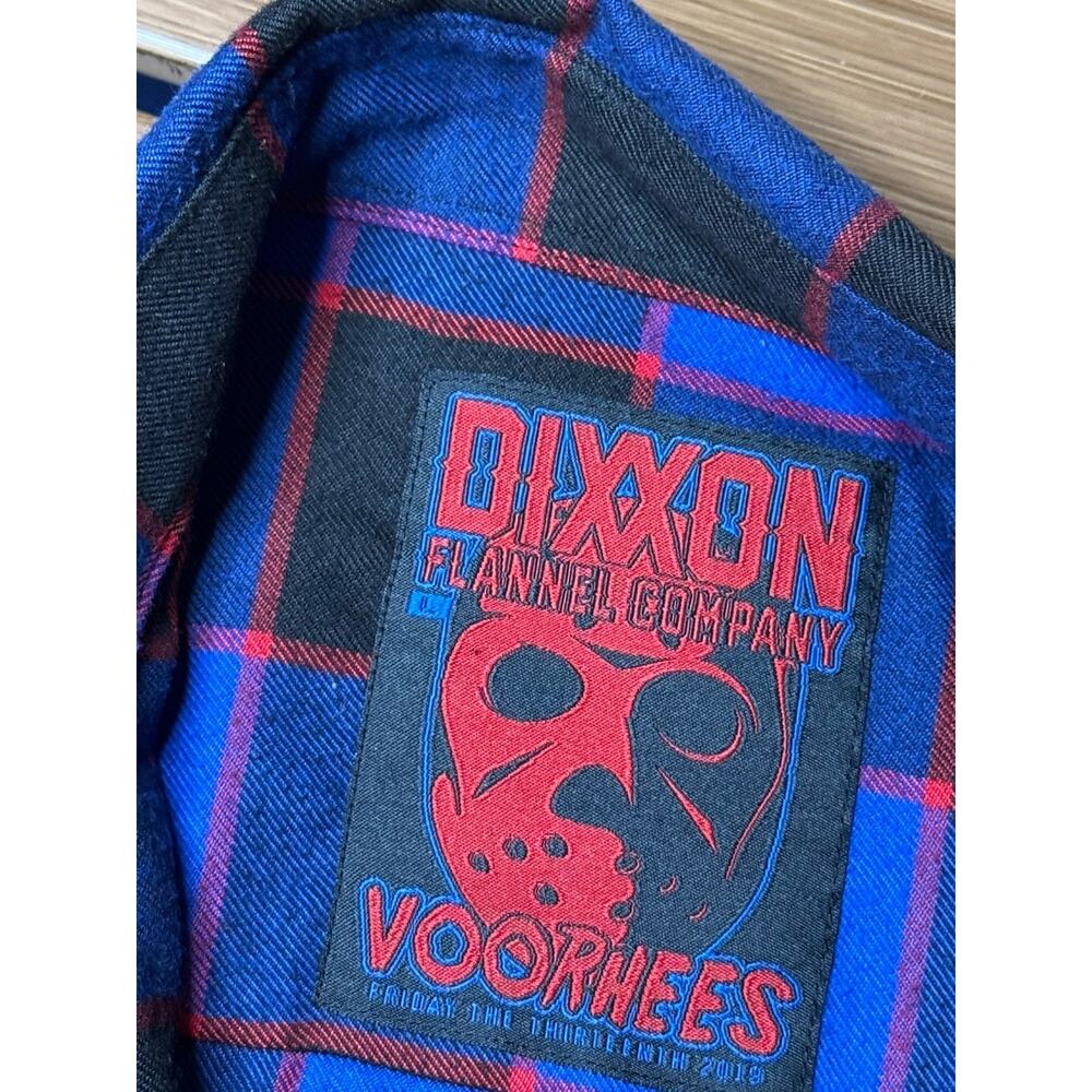 Dixxon Flannel Shirt Mens Large The Voorhees Blue Long Sleeve Halloween Horror - Picture 7 of 10